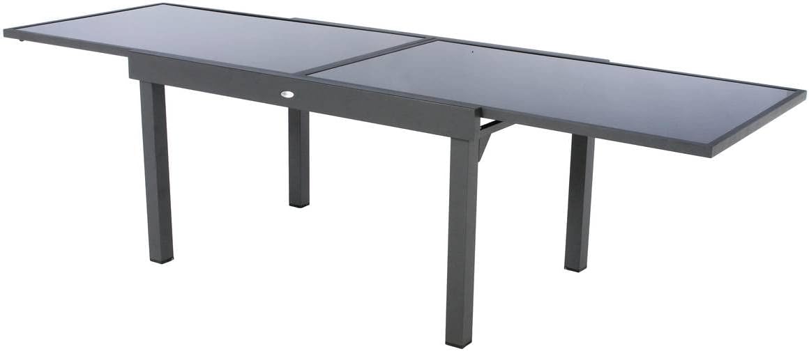 karaca-alisveris - Piazza extensible - 185/245x100 cm - aluminium verre trempé 10 places