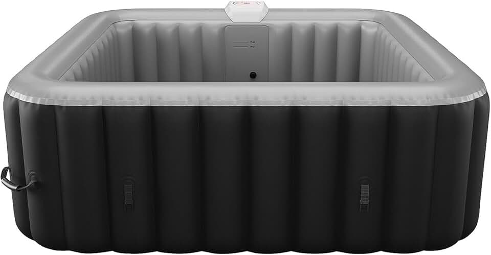 karaca-alisveris - Spa Gonflable carré 6 Places - L185 x P185 x H65 cm - 140 Buses d'air - Noir et Gris - B-Cosy II