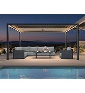 karaca-alisveris Pergola Bioclimatique 3,5 x 4,6 m en Aluminium avec LED, Pergola Jardin Exterieur ave...