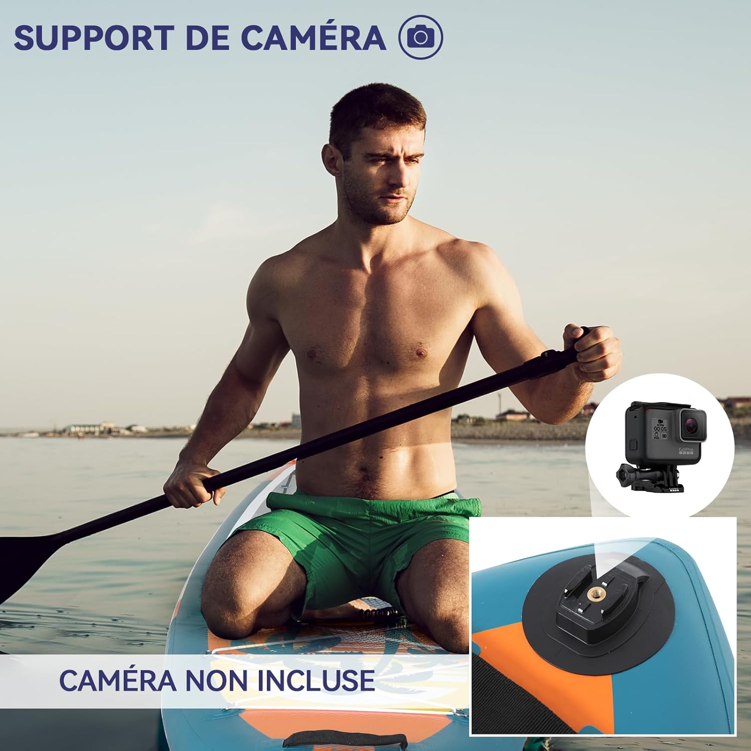 karaca-alisveris - Paddle gonflable adulte - 320/335cm - 2 personnes, siège kayak, pagaie alu, caméra, pompe, 150kg