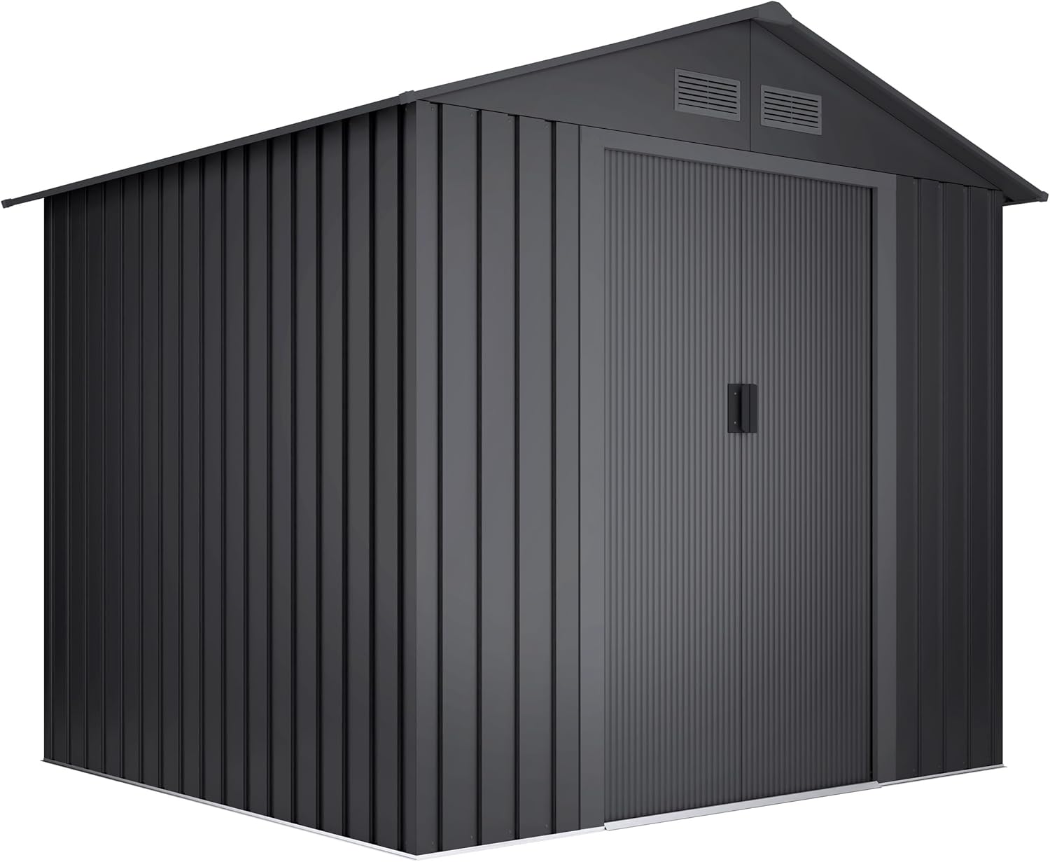 Abri de Jardin en métal 5,27m2 Light Anthracite - 261x202x202cm - 4 grilles - Double Porte coulissante - Rangement extérieur -