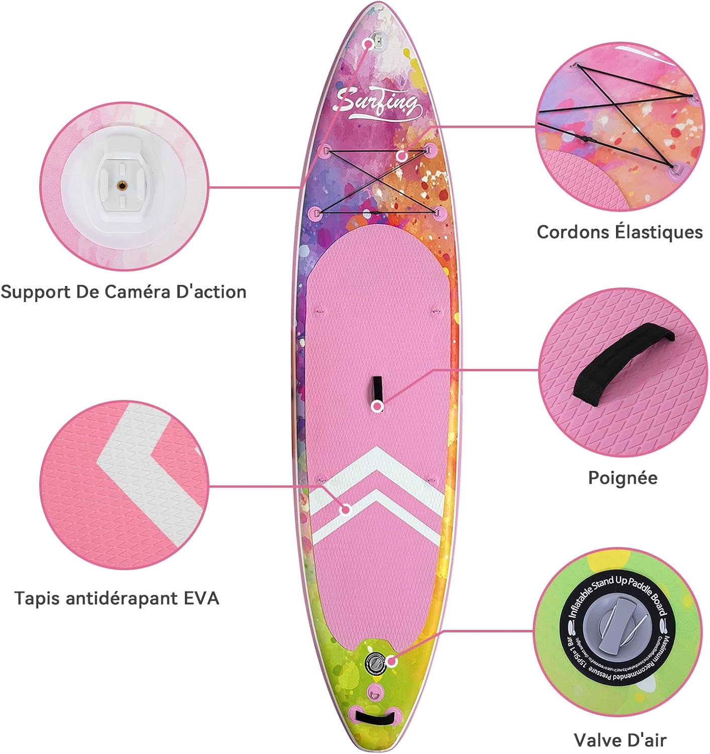 karaca-alisveris - Paddle gonflable 320/335cm - 2 pers, siège kayak, 150kg