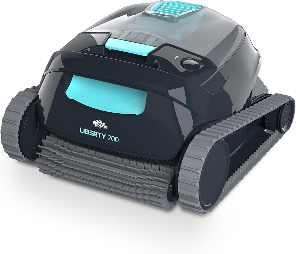 karaca-alisveris Liberty 200 Aspirateur Piscine sans Fil, Robot Piscine Fond et Parois, Ligne d'eau, Système de Filtration Ultra-Fine, 150Min d'Autonomie, pour Piscines Enterrées & Hors Sol Jusqu’à 10 m