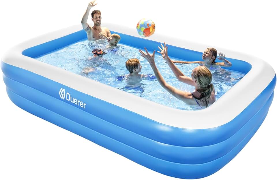 karaca-alisveris - Piscine Gonflable Rectangulaire - 305x182x56cm - Familiale bleu, été, extérieur