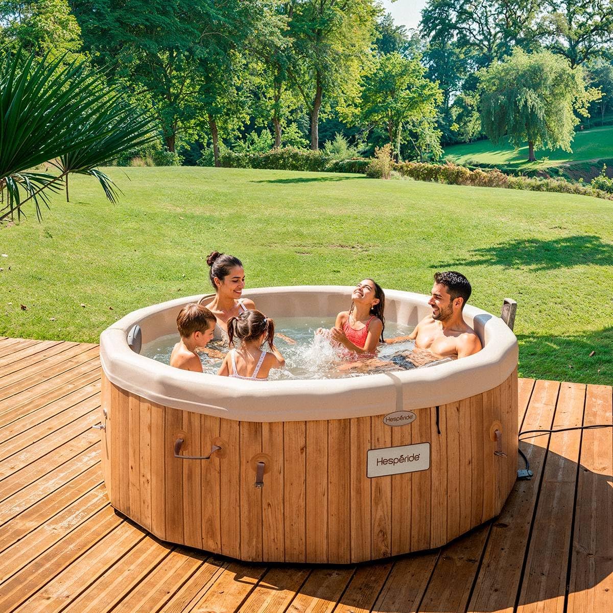 karaca-alisveris - Spa Nordik Ø190 cm - 5-7 pers, 180 jets, WiFi connecté, effet bois