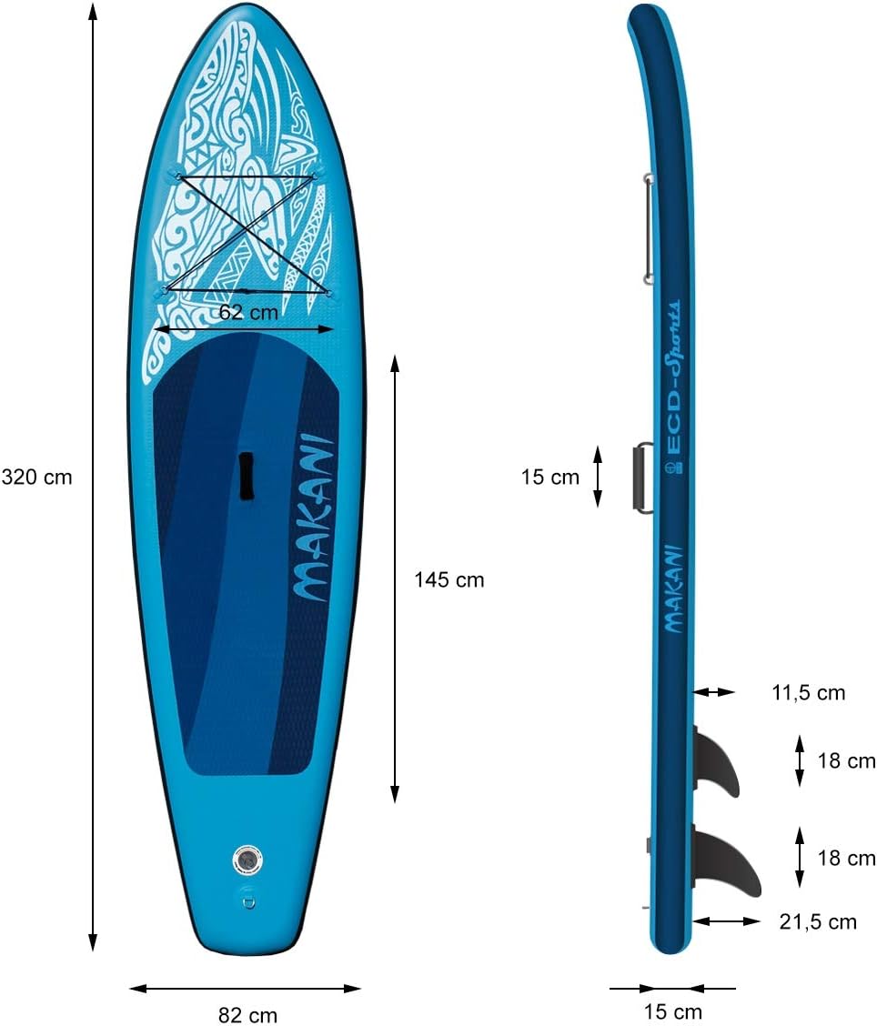 karaca-alisveris - Stand Up Paddle gonflable - 305/308/320/380 cm - PVC, 120/150 kg, 10/15 cm