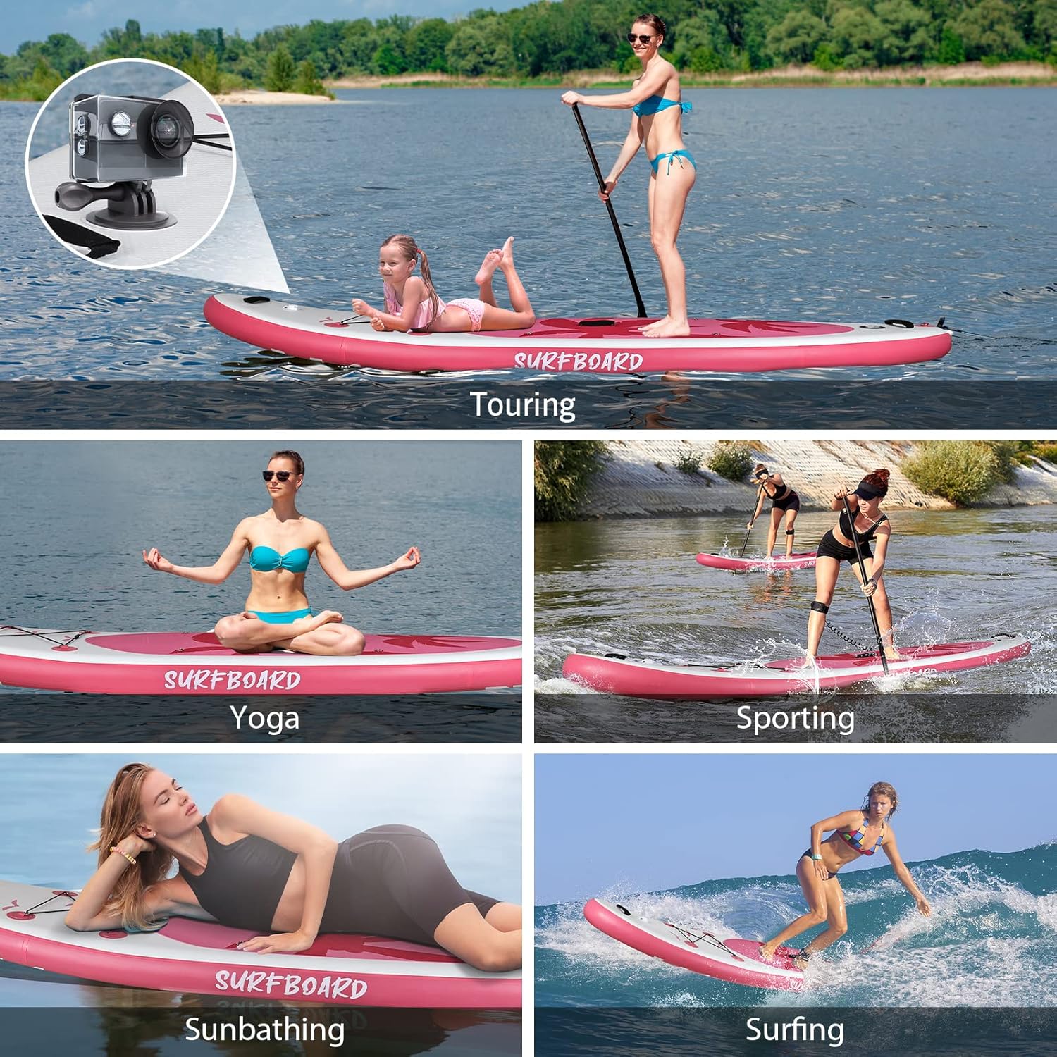 karaca-alisveris - Paddle gonflable adulte - 320/335cm - 2 places, siège kayak, pagaie alu, support caméra, pompe, 150kg