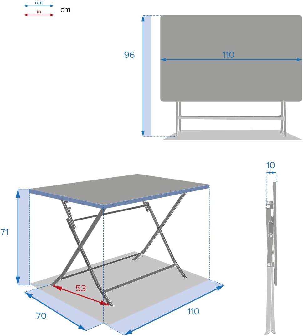 karaca-alisveris - Greensboro - rectangulaire pliante 4 places - acier epoxy antirouille