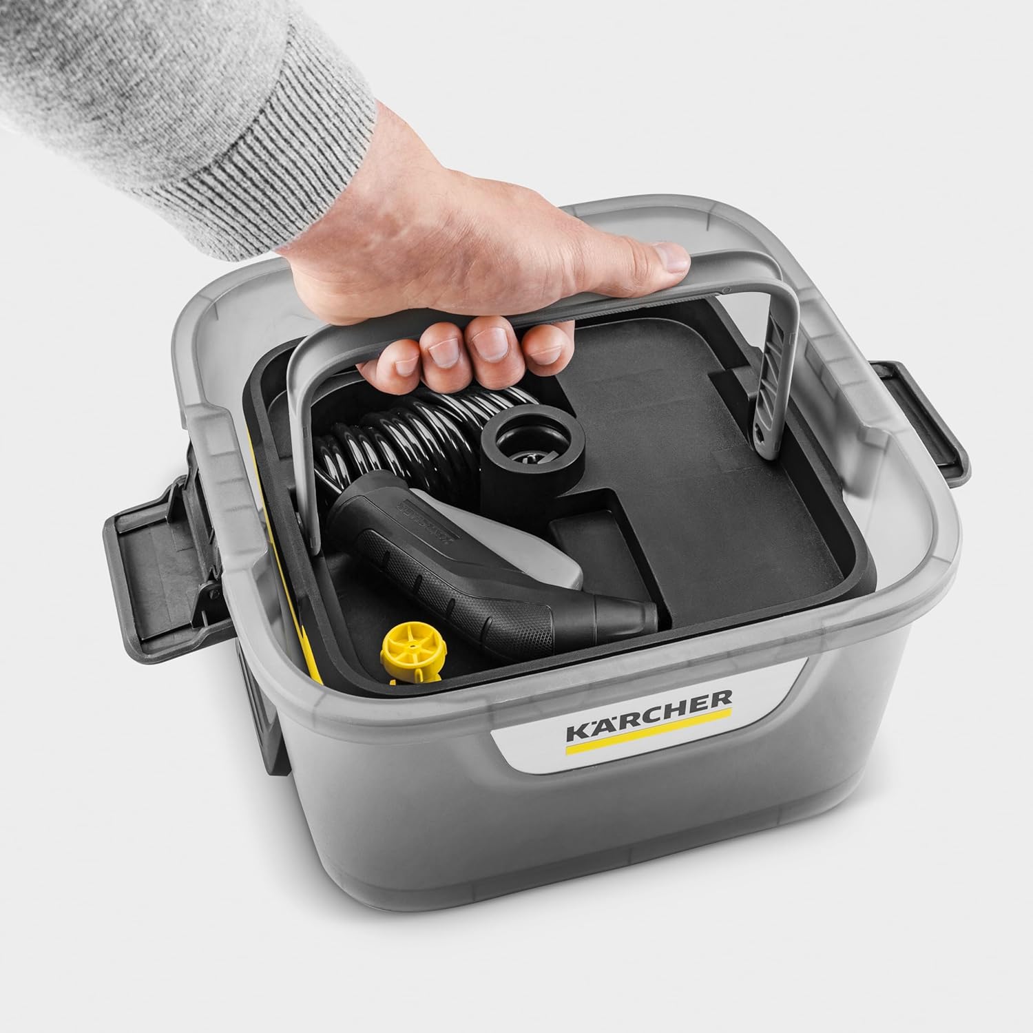karaca-alisveris Mobile Outdoor Cleaner OC 4 + Pet Kit, débit : 2 l/Min, Poids : 3,1 kg, réservoir d'eau : 8 l, Batterie Lithium-ION, Tuyau spiralé, Filtre pour Appareil, buse à Jet Conique/Plat