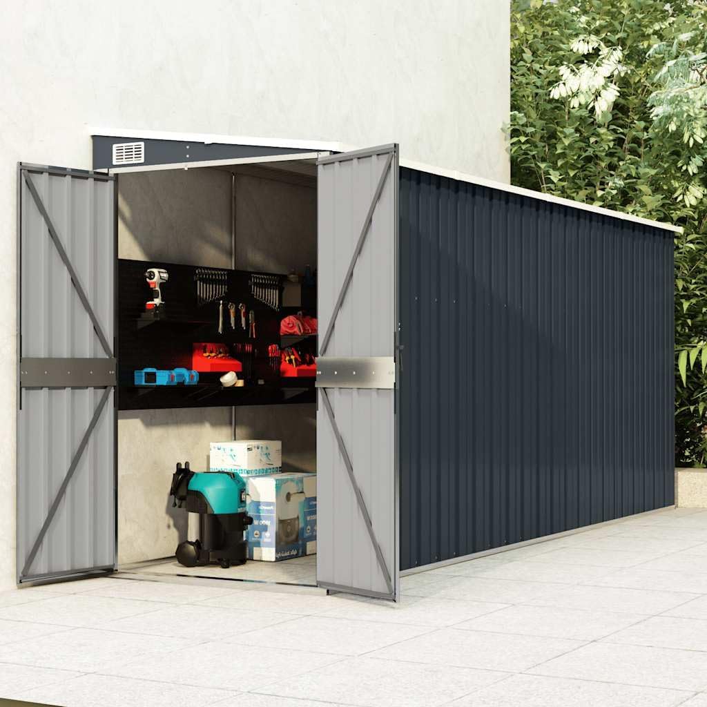 karaca-alisveris Abri de Jardin Mural Anthracite 118x382x178 cm Acier,Structures extérieures, Cabanes & abris de Jardin,316231