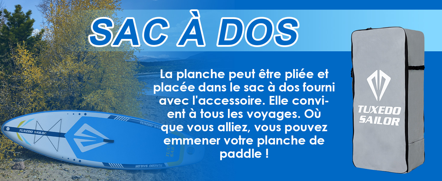 Sac ou étui de transport gris avec texte superposé décrivant son utilisation comme accessoire de rangement, illustré sur fond bleu avec un message promotionnel