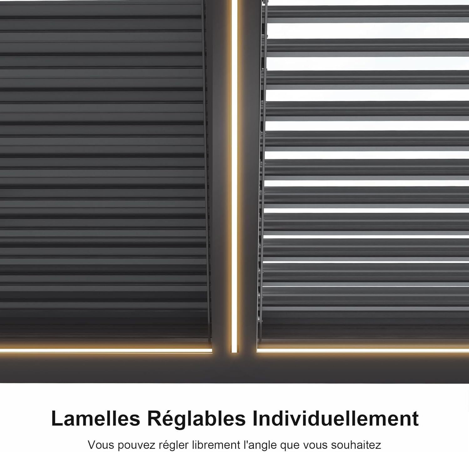 karaca-alisveris - Pergola bioclimatique aluminium 4,8x3,68m, LED, lames orientables