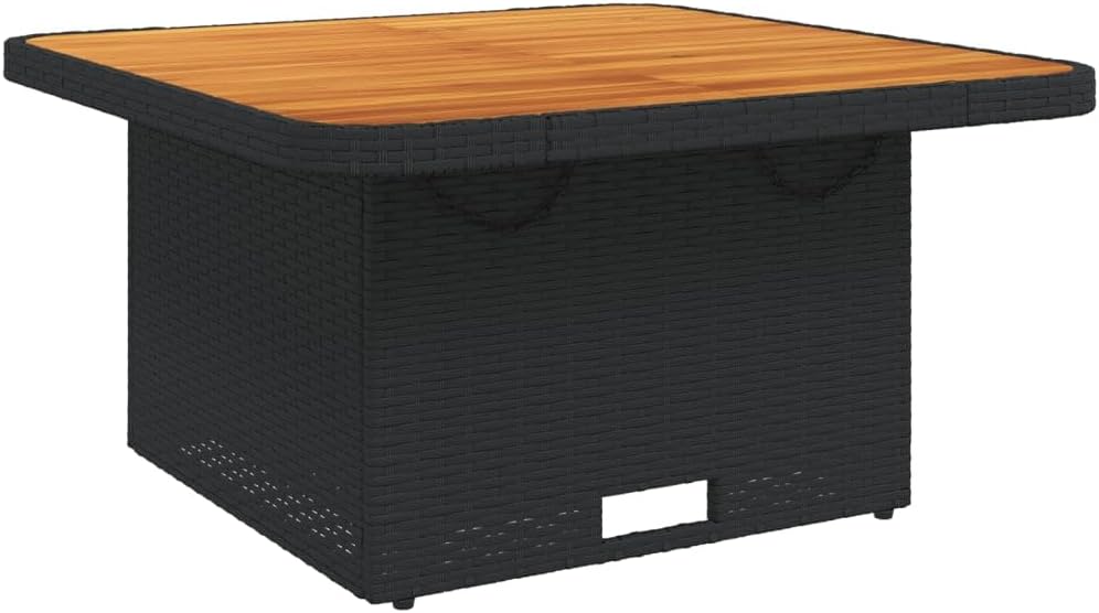 Table de jardin - 80x80x71 cm - résine tressée et bois d’acacia