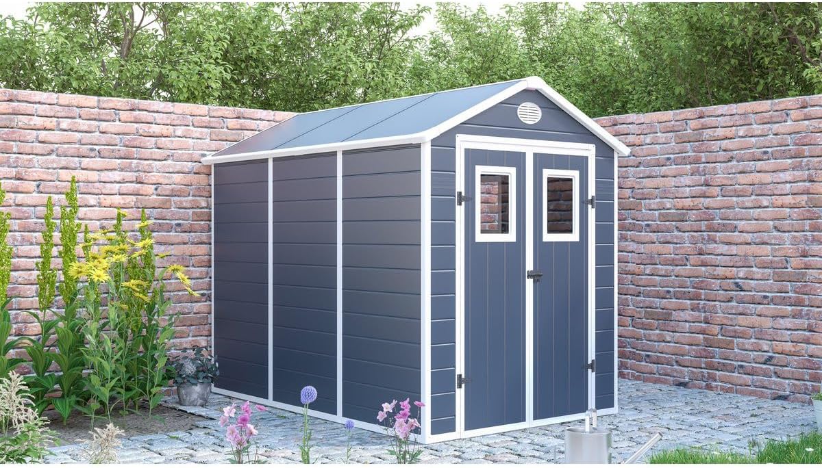karaca-alisveris - Abri de Jardin Résine Texas 5.23 m² Anthracite - Ancrages Intérieurs - Antirouille/Anti-UV