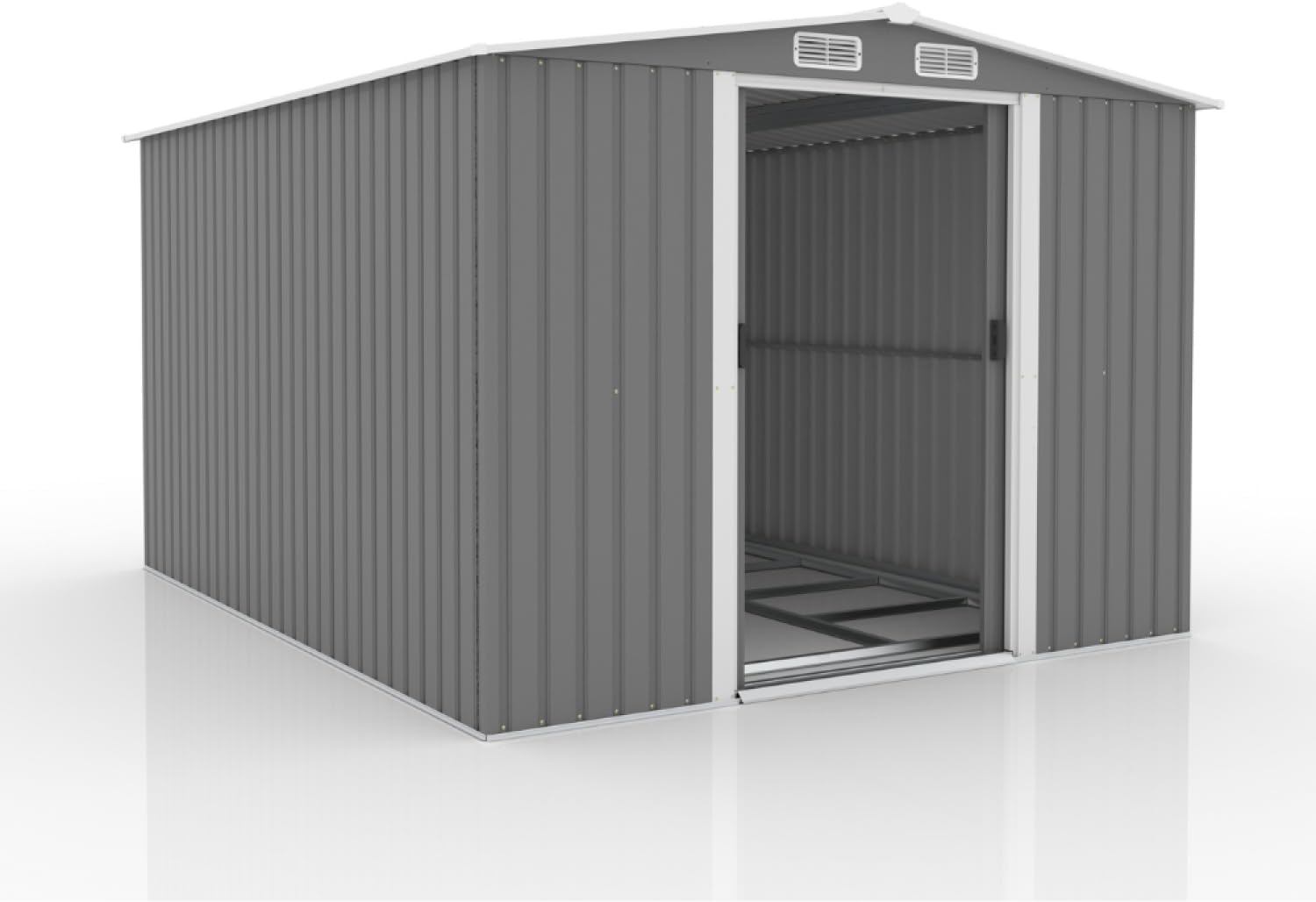 karaca-alisveris | Abri de Jardin 8.08 m² Jura Gris | Cabane Extérieure | Structure Résistante en Métal | Idéal pour Rangement Outils, Vélos et Equipements de Jardin | Spacieux, Solide, Robuste