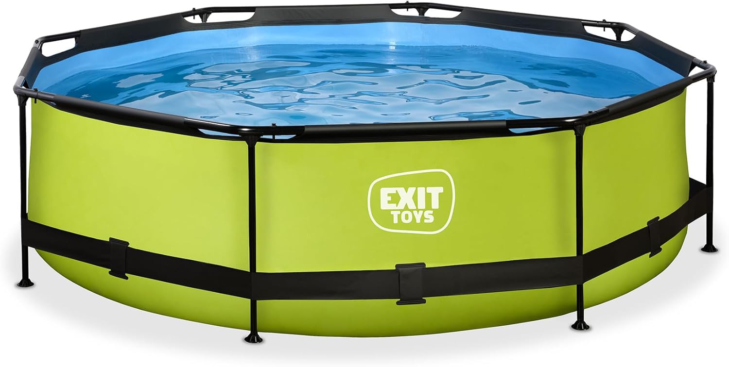 karaca-alisveris - Piscine Tubulaire Lime - 300x76cm - Pompe filtrante, entrée basse, cadre stable, vert
