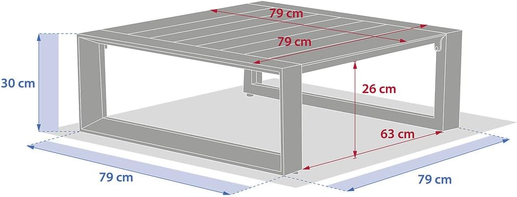 karaca-alisveris - Allure Graphite - 79x79x30cm - Table basse jardin alu