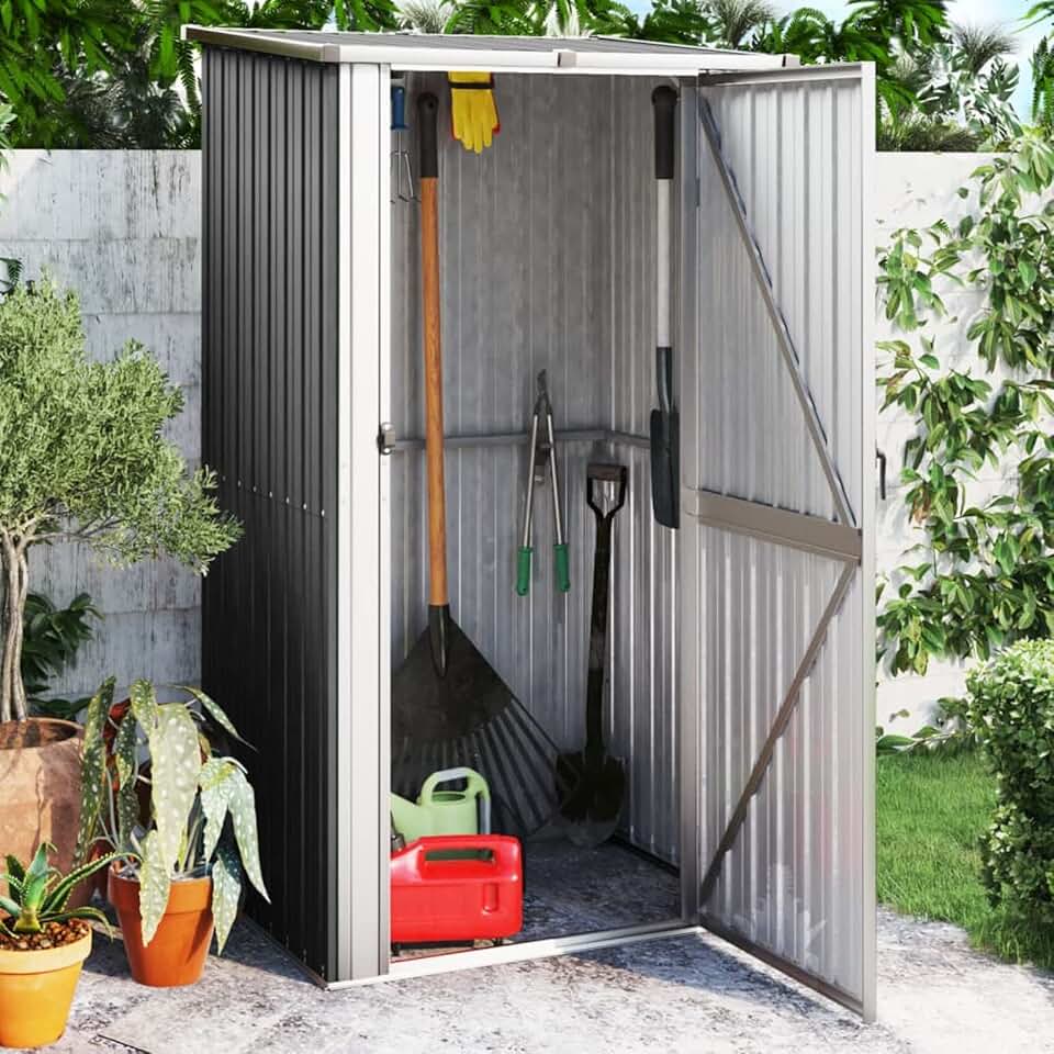 karaca-alisveris - abri de jardin acier galvanisé, 118,5x97x209,5cm, anthracite