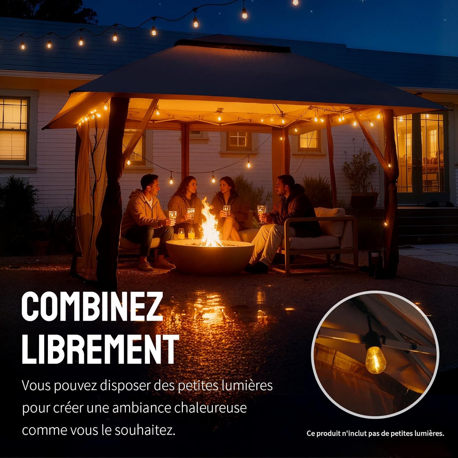 karaca-alisveris - tonnelle jardin pop up - 4x4 m - double toit, côtés maille, hauteur réglable