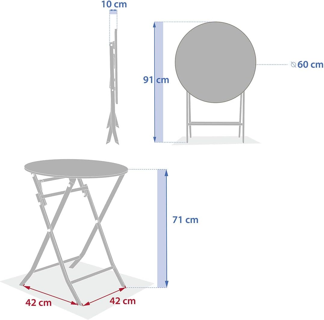 karaca-alisveris - Greensboro ronde 2 places - acier vert laurier renforcé - table de jardin pliante
