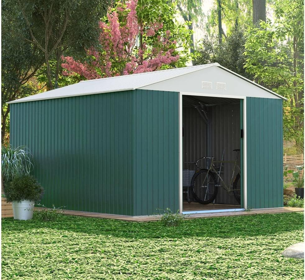 karaca-alisveris Abri de Métal Rosas, 10.85m² 1299_78620 Vert/Blanc
