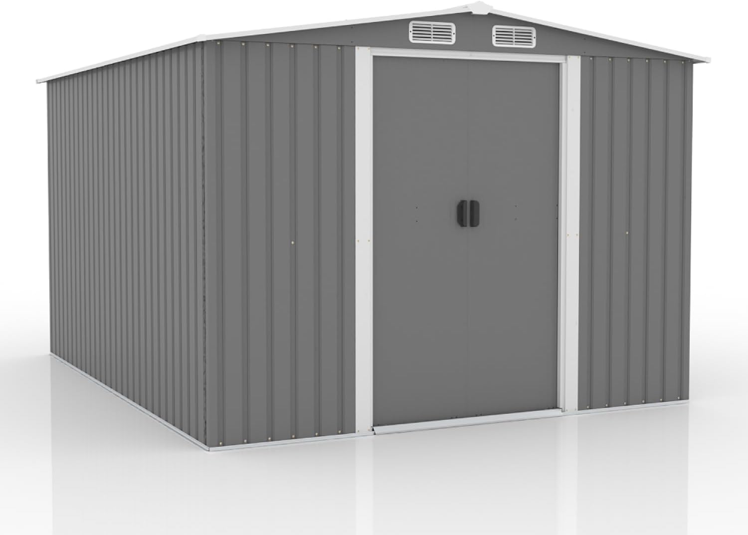 karaca-alisveris | Abri de Jardin 8.08 m² Jura Gris | Cabane Extérieure | Structure Résistante en Métal | Idéal pour Rangement Outils, Vélos et Equipements de Jardin | Spacieux, Solide, Robuste