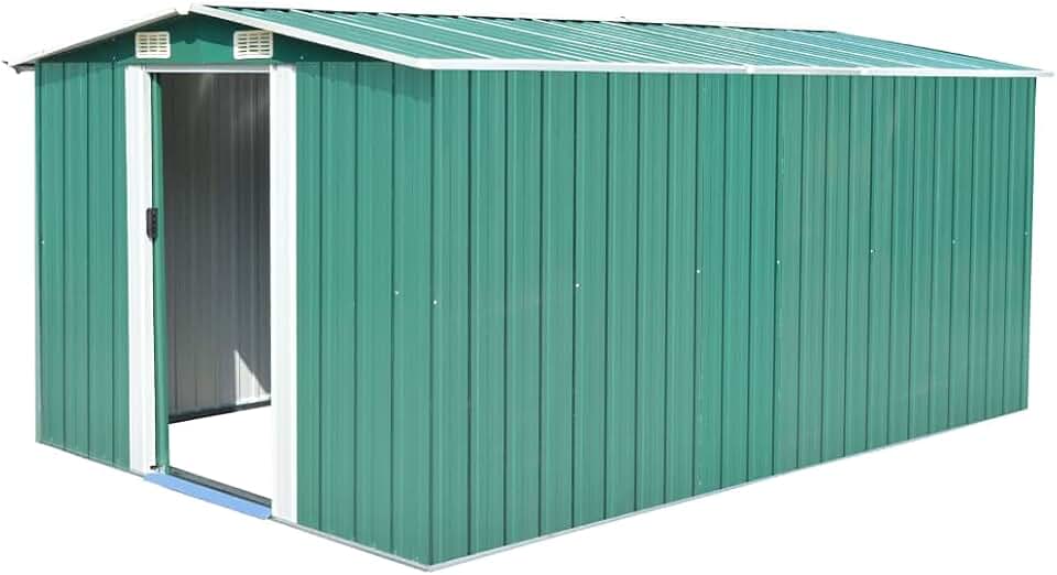 karaca-alisveris Abri de jardin extérieur en métal vert 257 x 392 x 181 cm