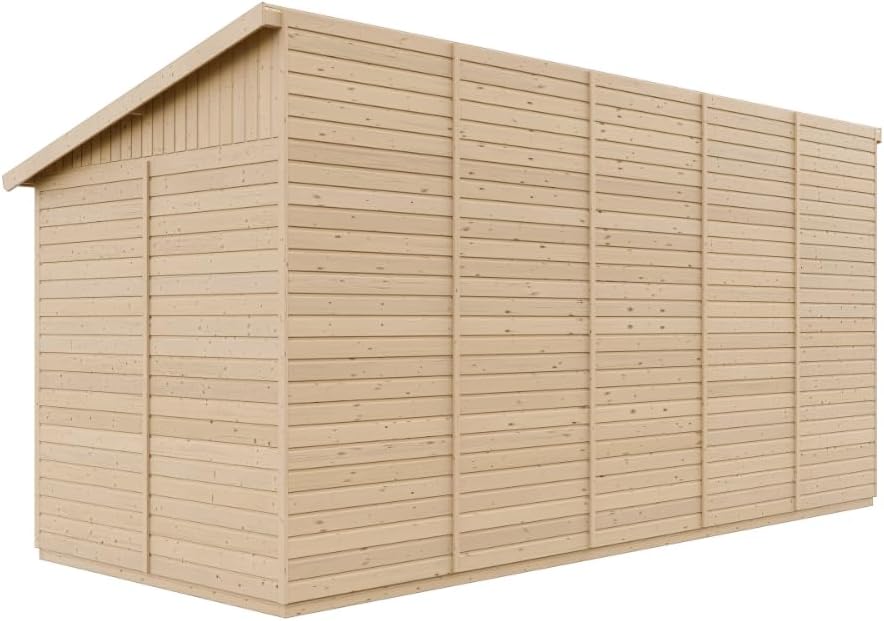 Abri de Jardin en Bois Naturel (avec paroi latérale) Plus Les PLANCHERS IMPRÉGNÉ- Stockage extérieur avec fenêtres- H244x218x514 cm/10 m2- Atelier Rangement Outils et vélos- karaca-alisveris M341A+M341G