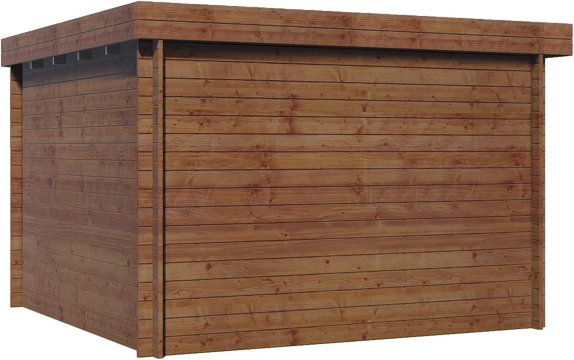 Abri de jardin bois traité - 28mm - 7.5m² - intérieur spacieux - INT024