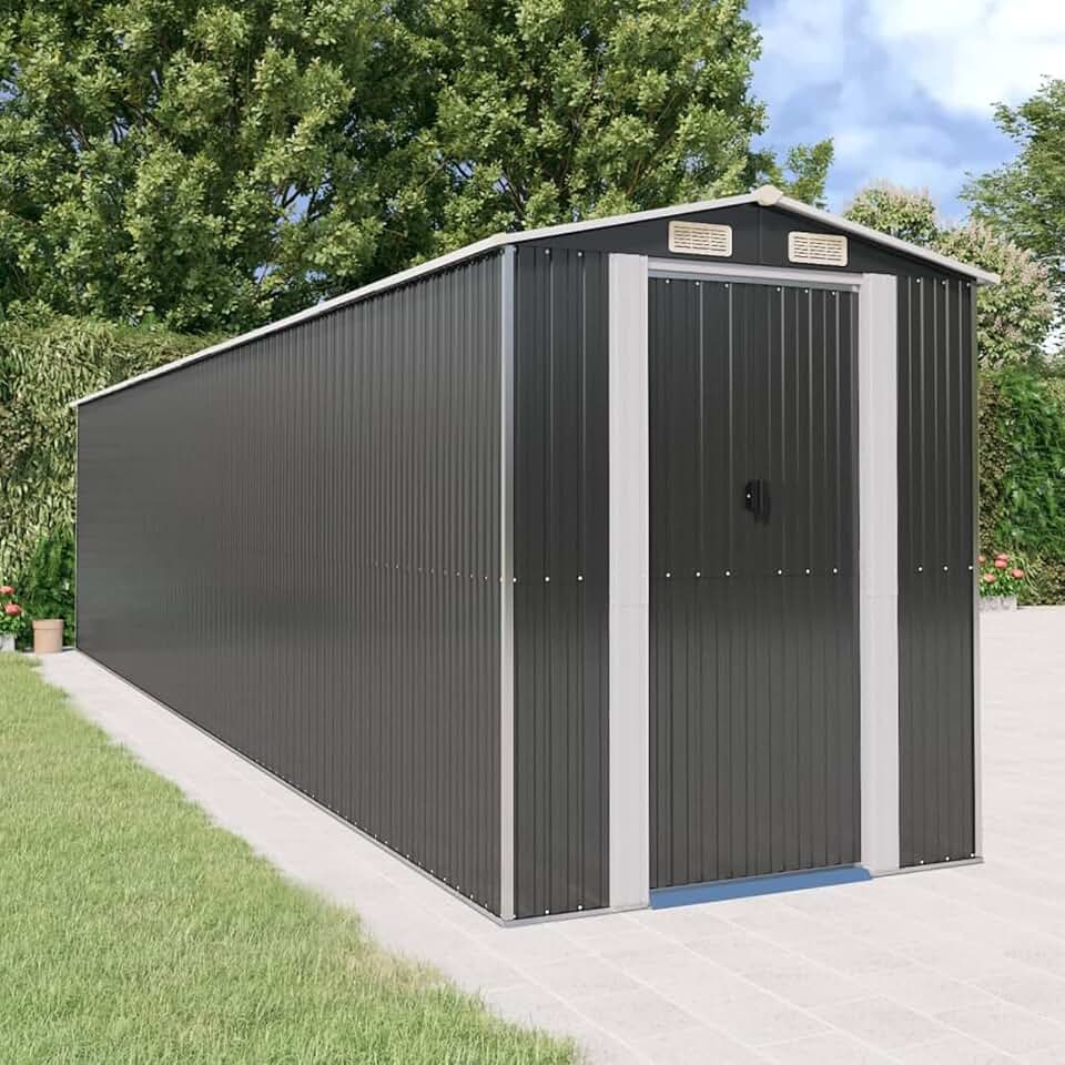 karaca-alisveris Abri de jardin, abris pour parcelles, abris de jardin, abri de jardin extérieur, maisons préfabriquées, acier galvanisé anthracite 192 x 855 x 223 cm