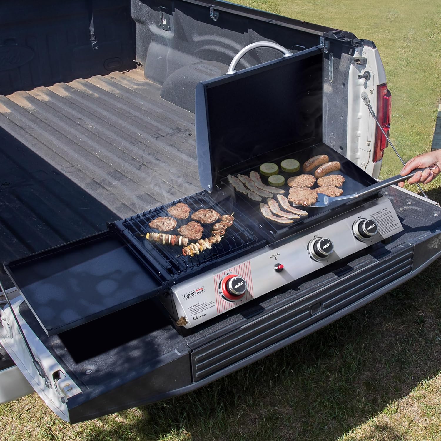 karaca-alisveris - barbecue gaz 3 brûleurs - 8,5kW - plancha, grille, couvercle multifonction