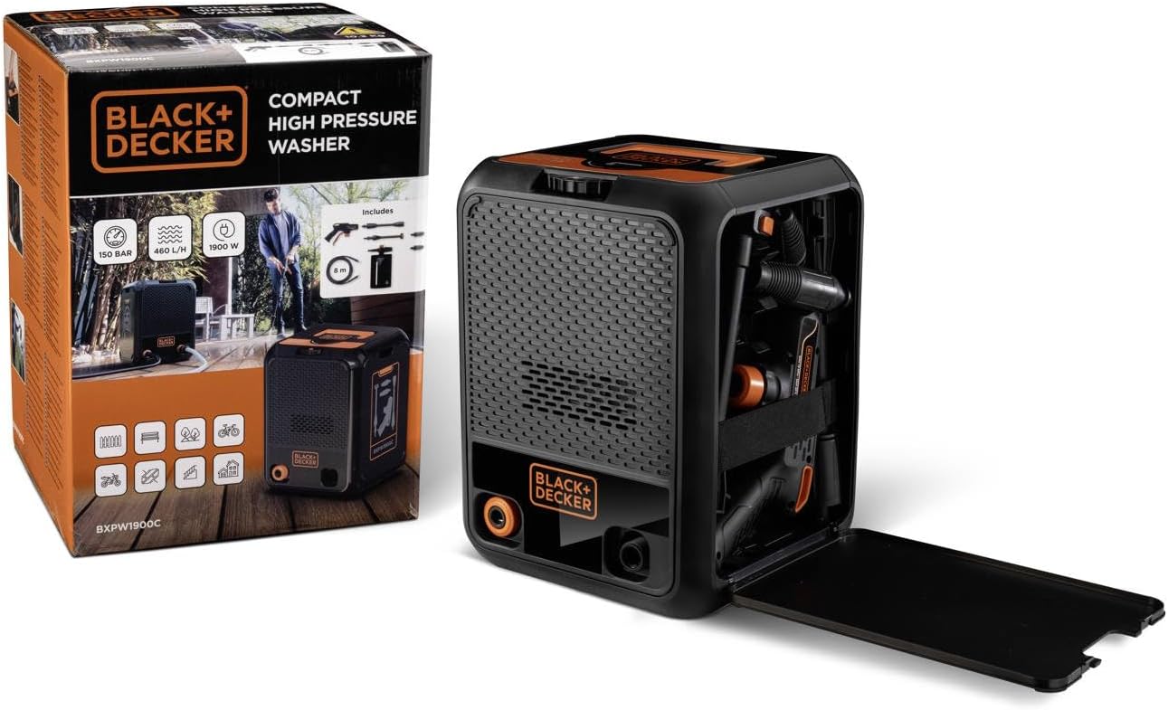 karaca-alisveris Nettoyeur Haute Pression BXPW1900C, Compact, pour la Voiture et l’extérieur de la Maison, Pression Max. 150 Bar, Débit Max. 460 l/h, Puissance absorbée 1 900 W