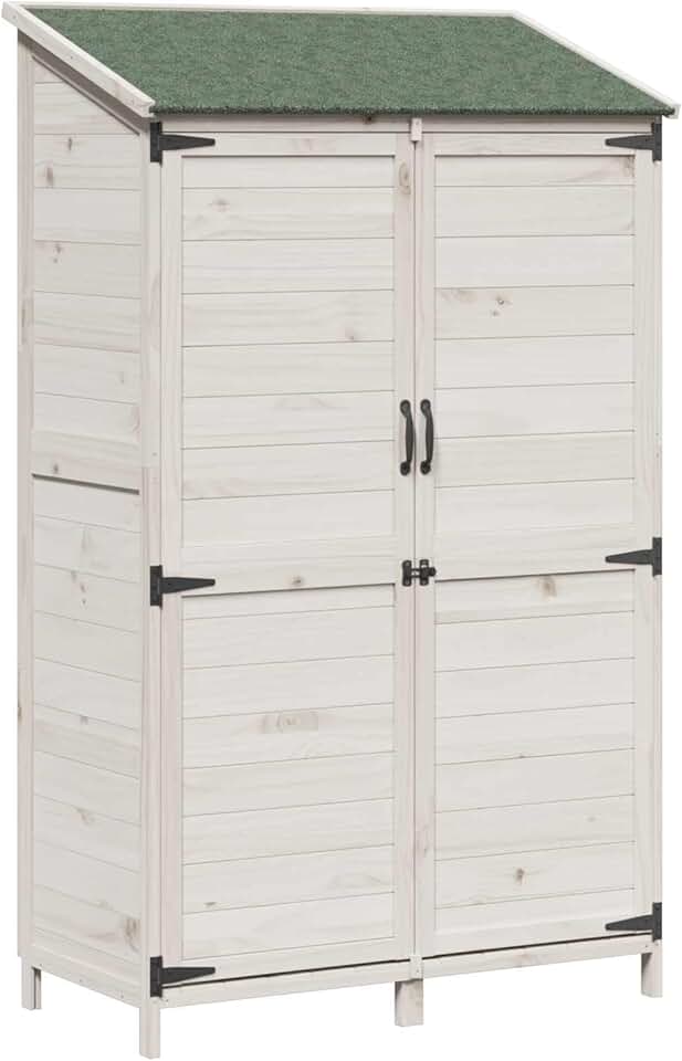 karaca-alisveris - Abri de jardin blanc - 106,5x56x176 cm - bois d’ingénierie, étanche