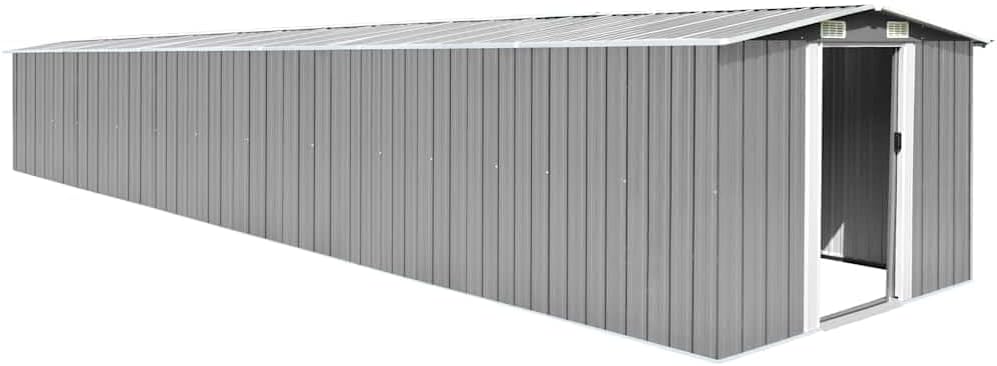 Abri de jardin - gris, acier galvanisé, 257x779x181 cm, 156,46kg