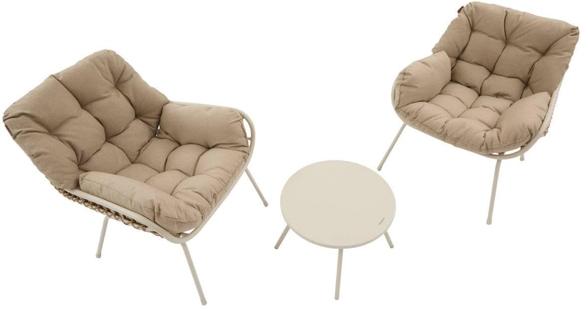 karaca-alisveris - Paopao Duo - Compact, résine tressée, coussins - Argile, acier anti-corrosion