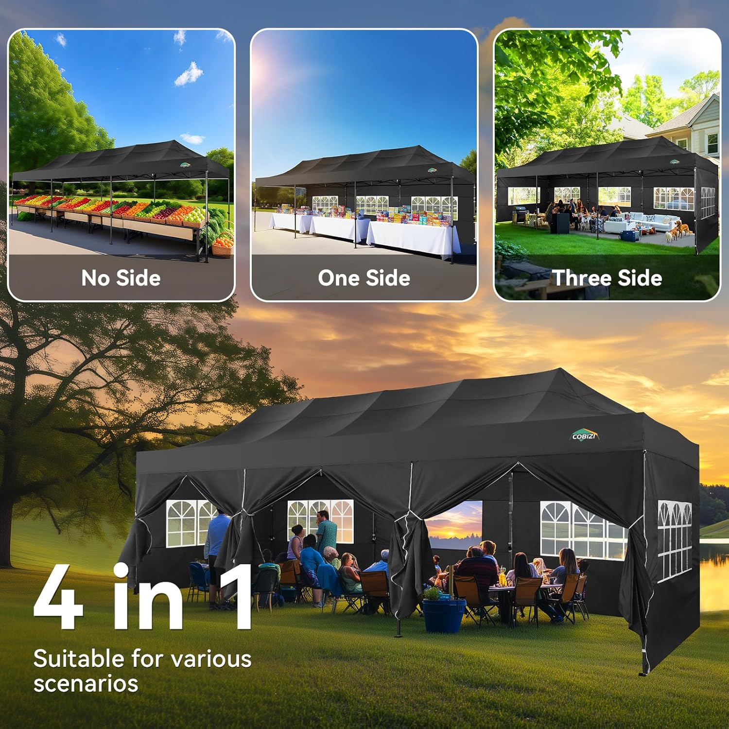 Tooluck - Pop-up robuste - 25,4x76,2 cm - 8 parois, imperméable, sac à roulettes