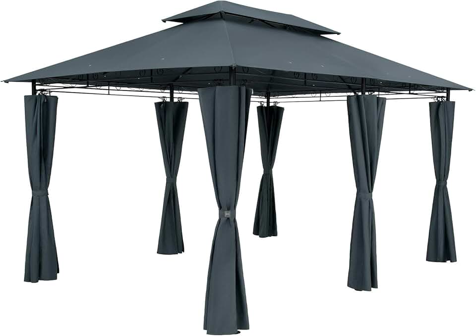 karaca-alisveris - Pavillon de Jardin Topas 3x4m, métal, UV50+, hydrofuge, anthracite