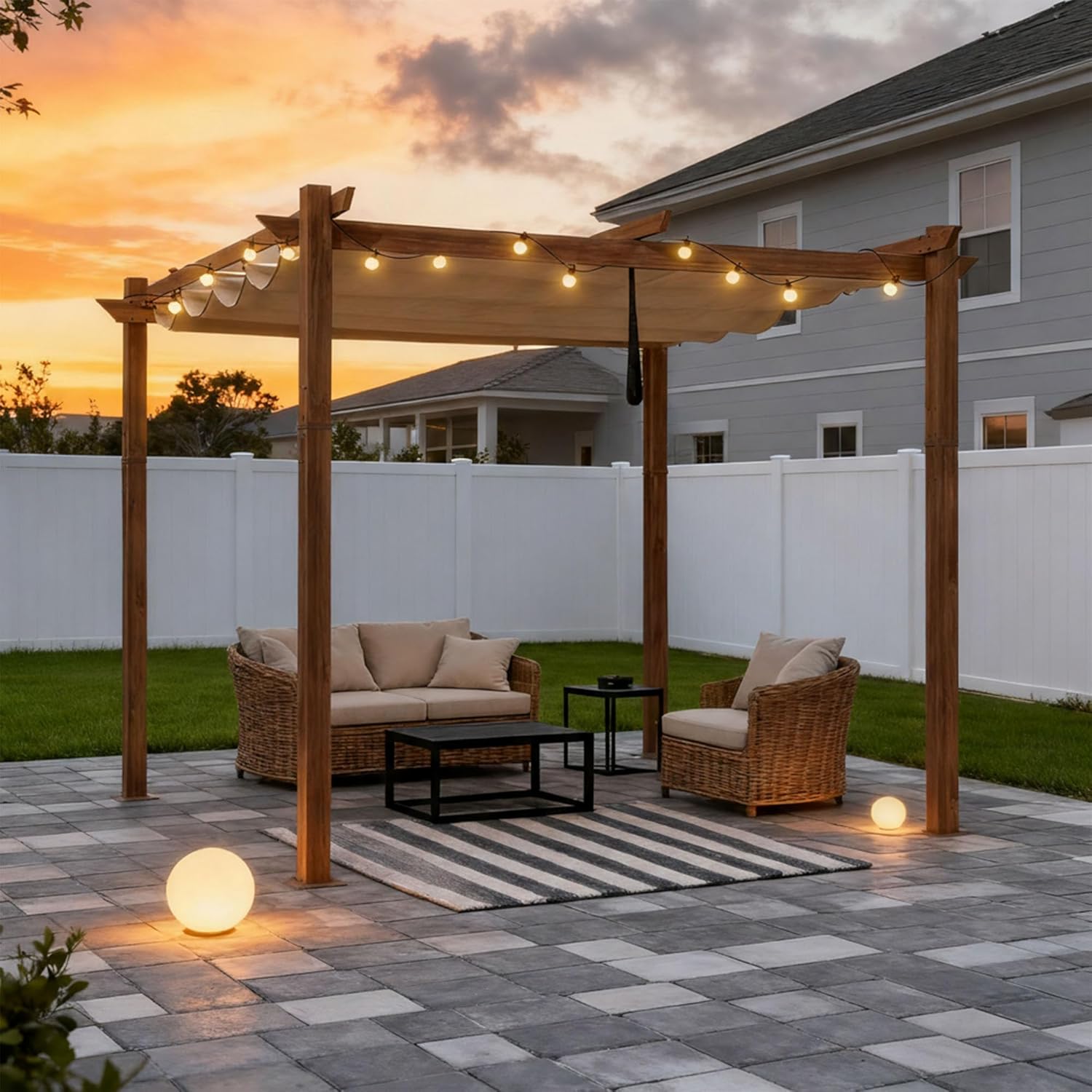 karaca-alisveris - Pergola 3x3m - aluminium, éclairage, toit rétractable