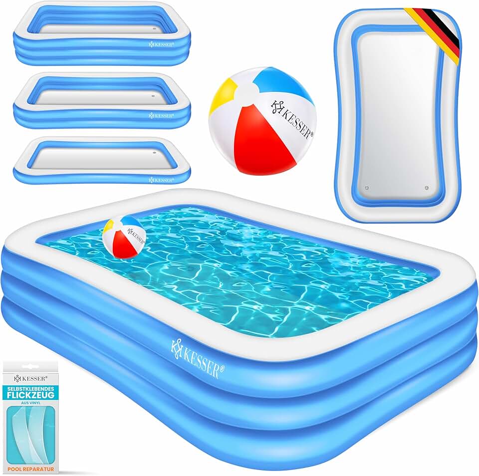 karaca-alisveris - Piscine familiale rectangulaire 240x142x56cm, 613L, trous drainage