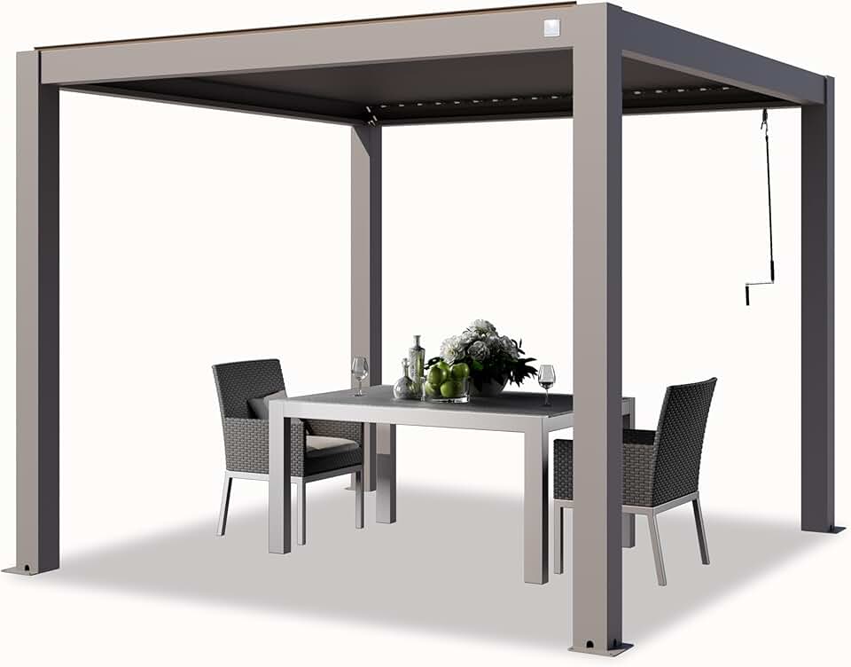 karaca-alisveris - Pergola 3x3 m aluminium, lames orientables, gris
