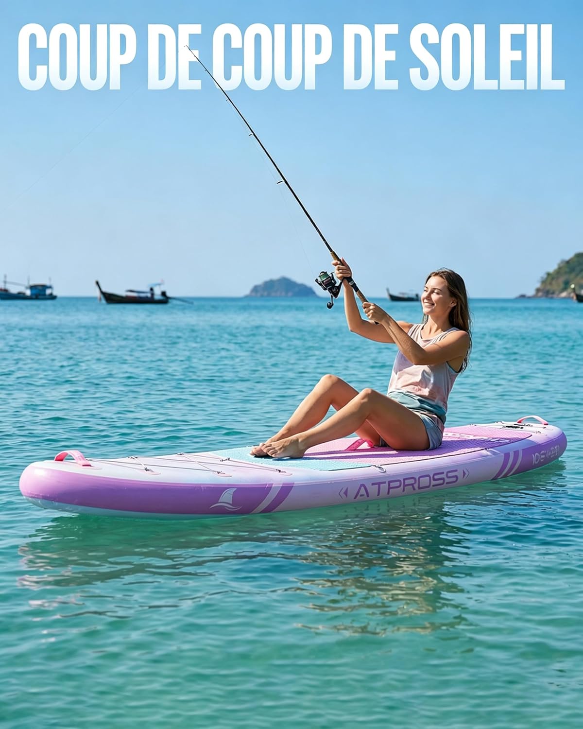 Stand up paddle gonflable adulte, 320x84cm, 2 places, charge 200kg