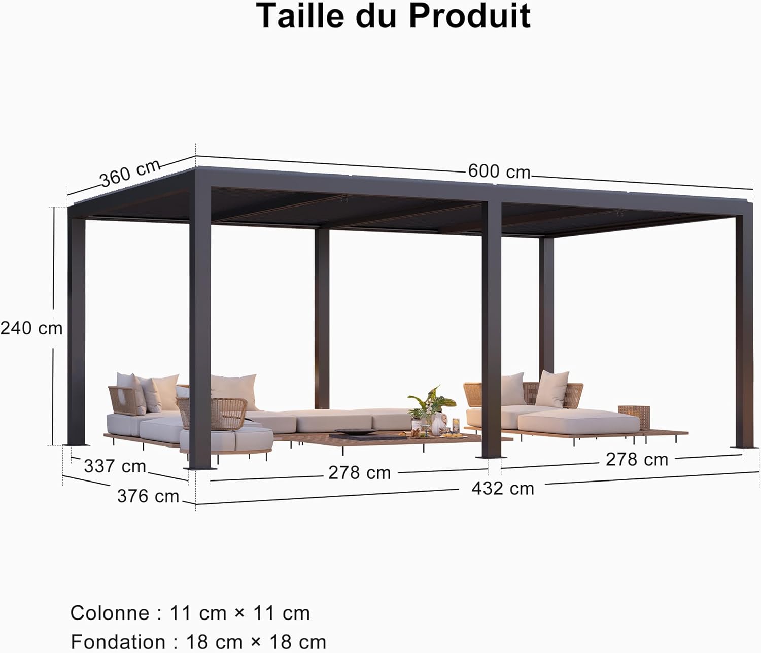 karaca-alisveris - Pergola bioclimatique - 6x3,68m - aluminium lames orientables