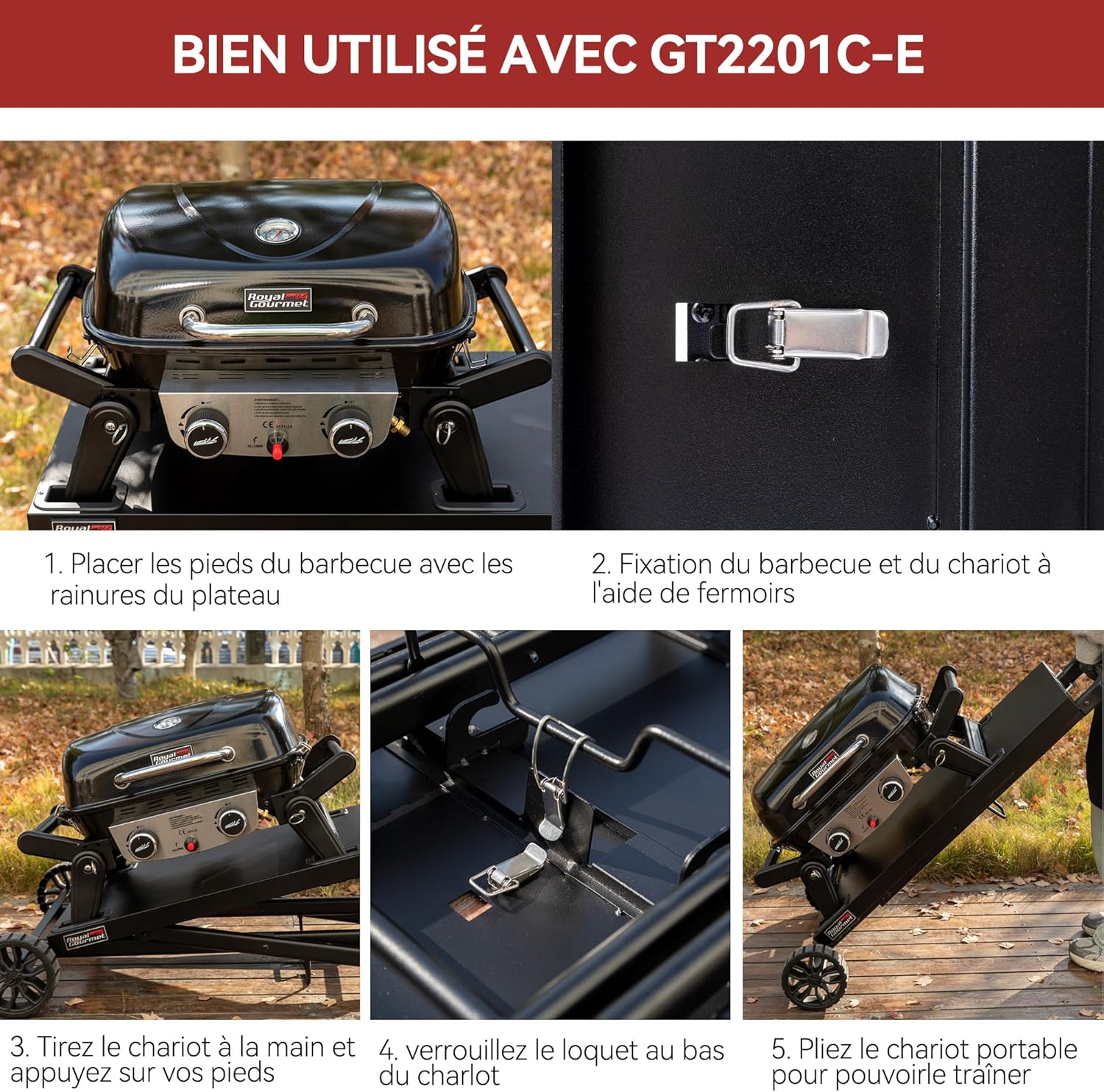karaca-alisveris - Barbecue Gaz 2 brûleurs - 48x37 cm - tables pliables, 5kW