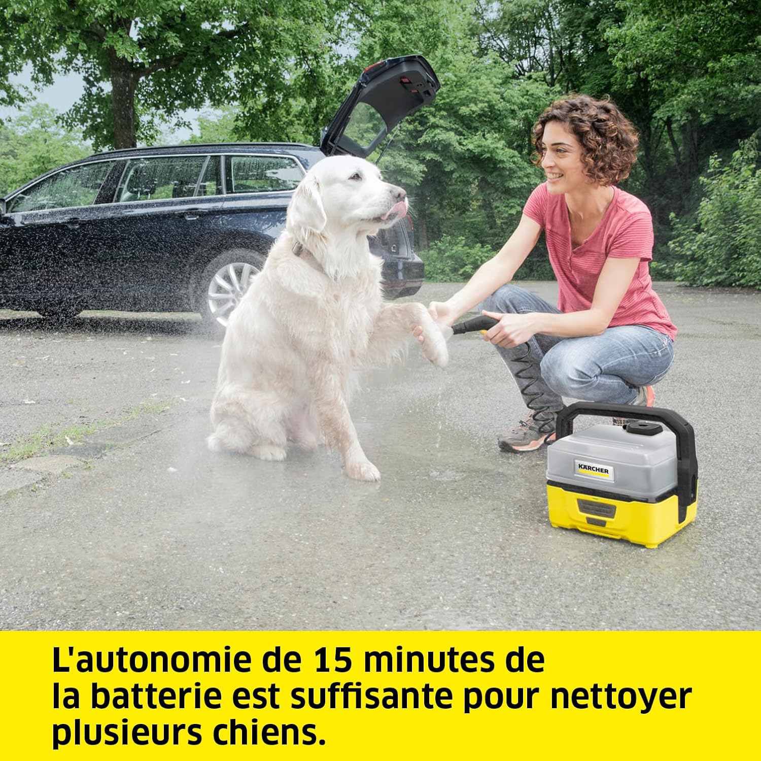 karaca-alisveris Nettoyeur à Pression Mobile OC 3 + Kit Animaux, Débit : 2 L/h, Réservoir : 4L, Tuyau : 2,8 m, Buse à Jet Plat, Buse Conique, Brosse Pet, Serviette pour Animaux Domestiques, Boîte de Rangement