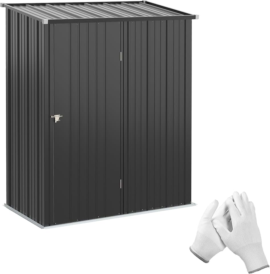 karaca-alisveris - abri de jardin acier, 161,5x94,5x196cm, serrure, noir