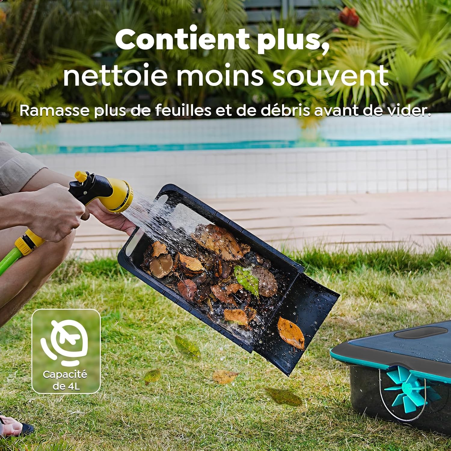 Robot skimmer piscine solaire sans fil, contrôle app, double recharge, SK02