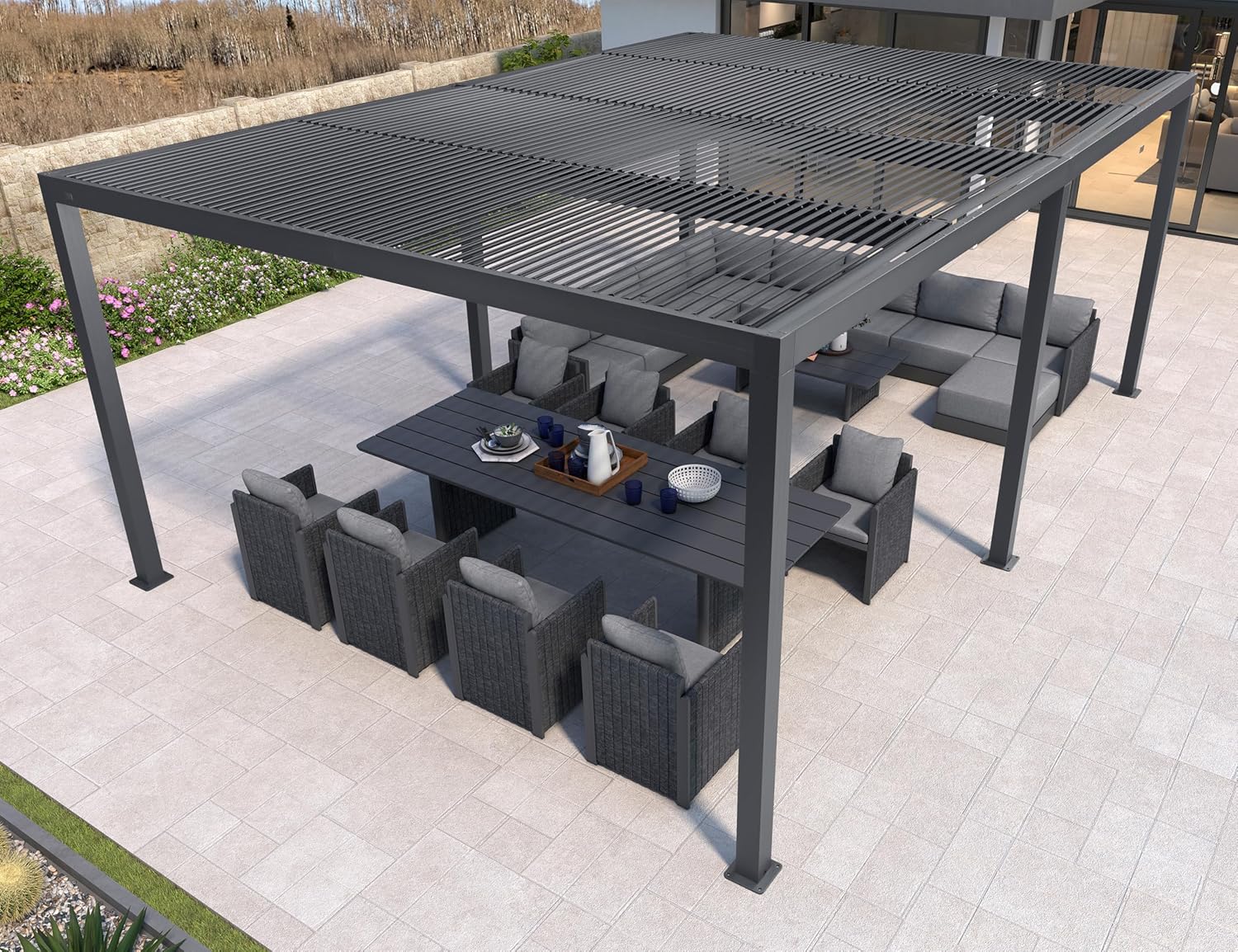 karaca-alisveris - pergola bioclimatique - 6x4,24m aluminium, lames indépendantes