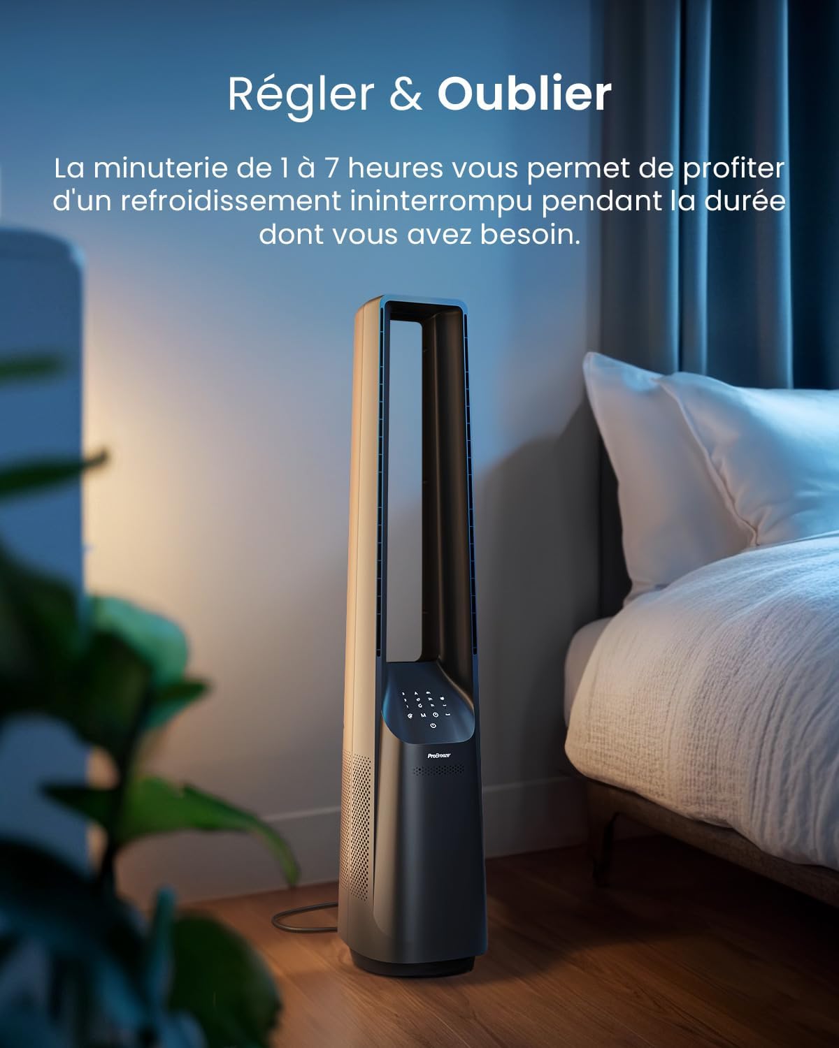 karaca-alisveris Ventilateur Colonne Sans Pale - Ventilateur Tour Silencieux, Hauteur 101 cm avec 6 Vitesses, Oscillation 60°, Ventilateur Sans Lame Rafraichisseur d'Air Bladeless Noir