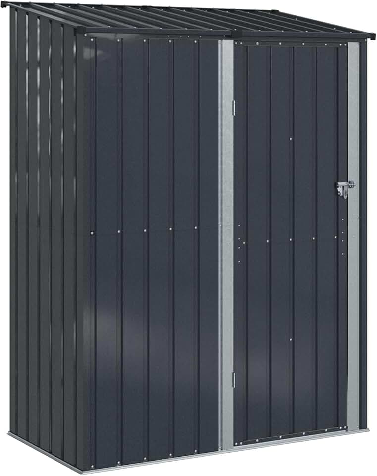 Abri de Jardin en Métal - armoire extérieure - 153,5x86x200cm - anthracite, robuste, rangement outils