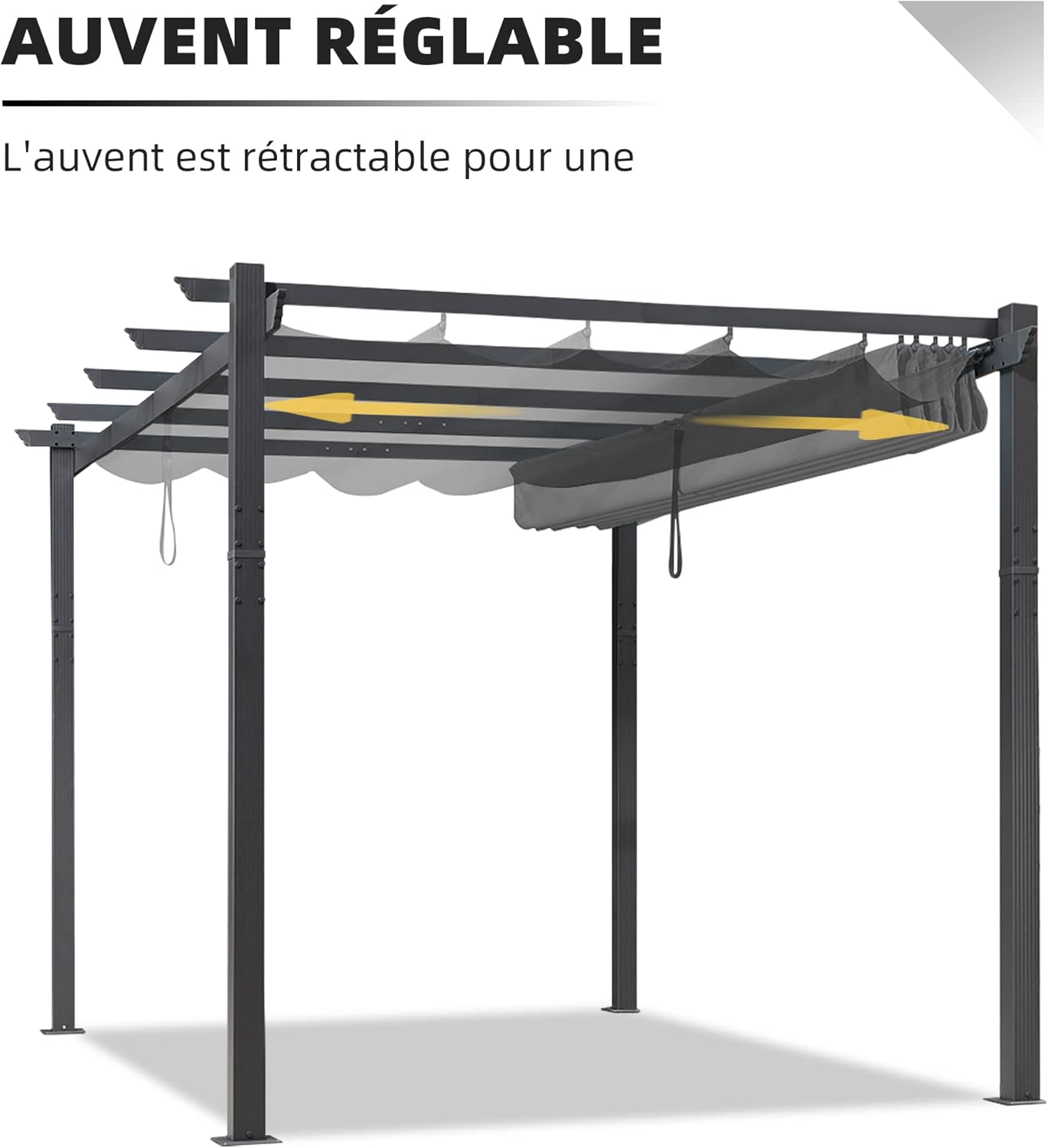 karaca-alisveris - Pergola LED série - 4x3 m - aluminium, toit rétractable, tissu teinté